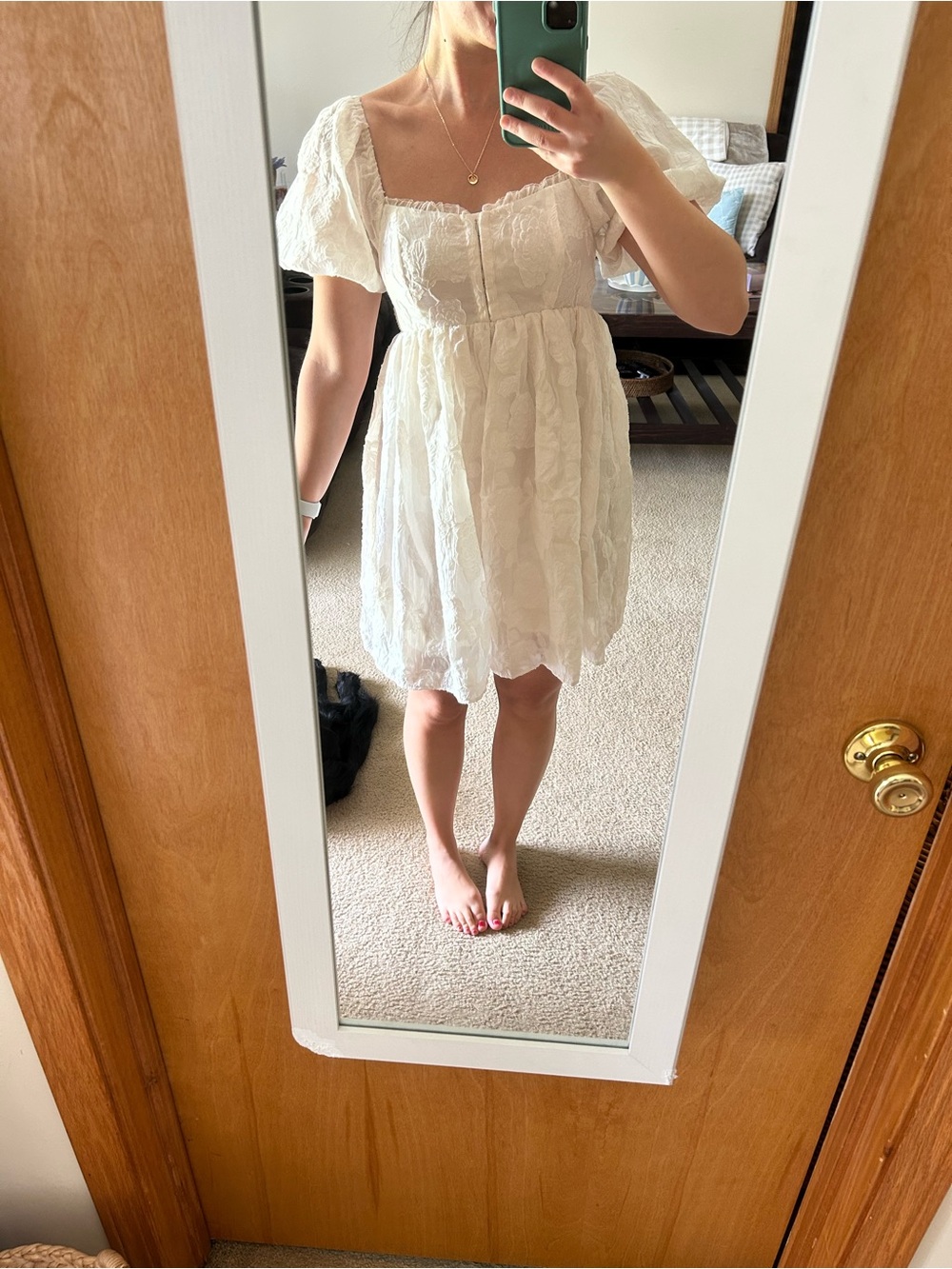 Altar’d State Ivory Burnout Puff Sleeve Dress (NWT)
